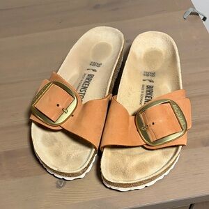 Birkenstock Brown Sandals with Gold Buckle